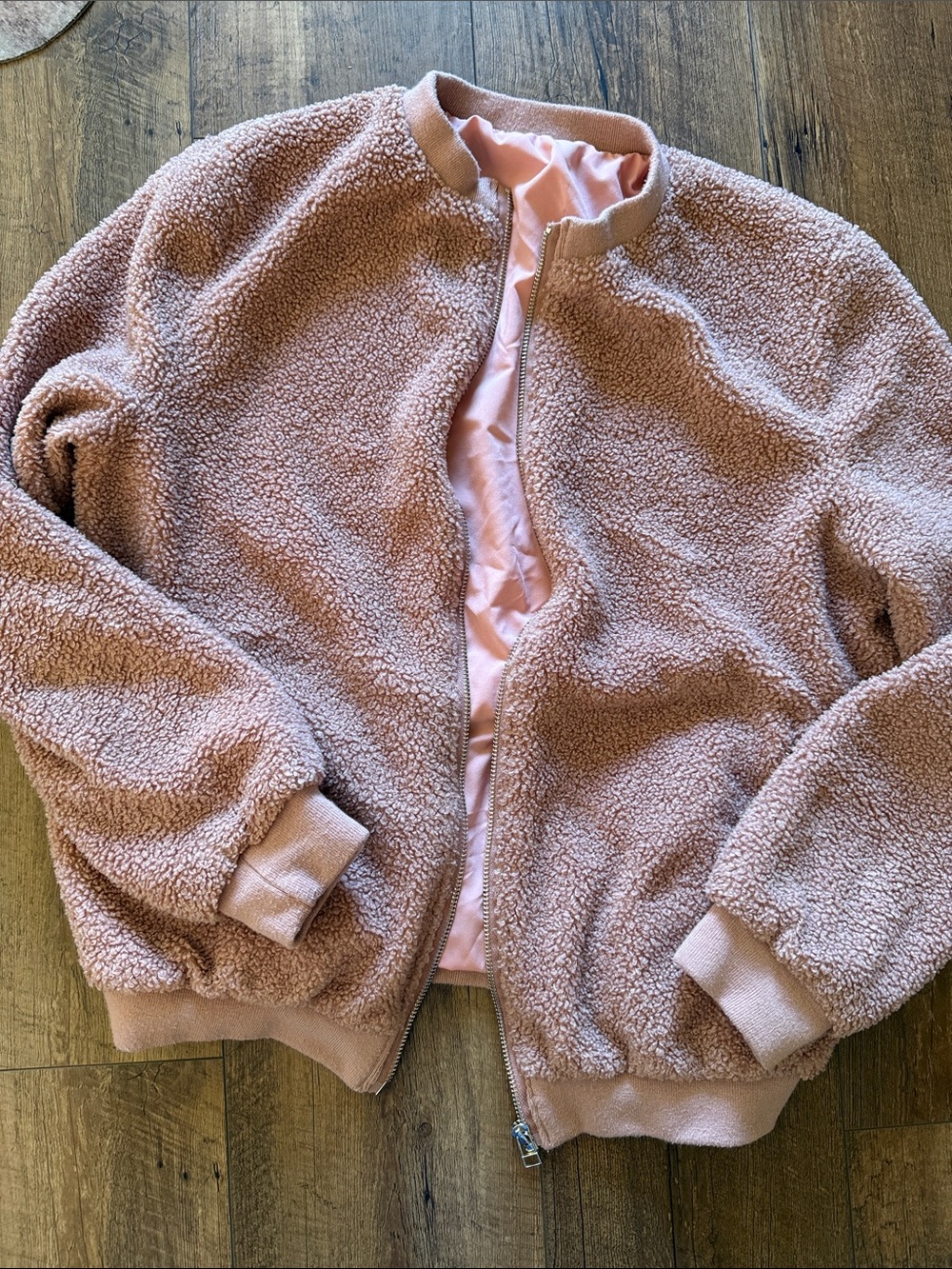 Cozy Blush Pink Sherpa Bomber Jacket